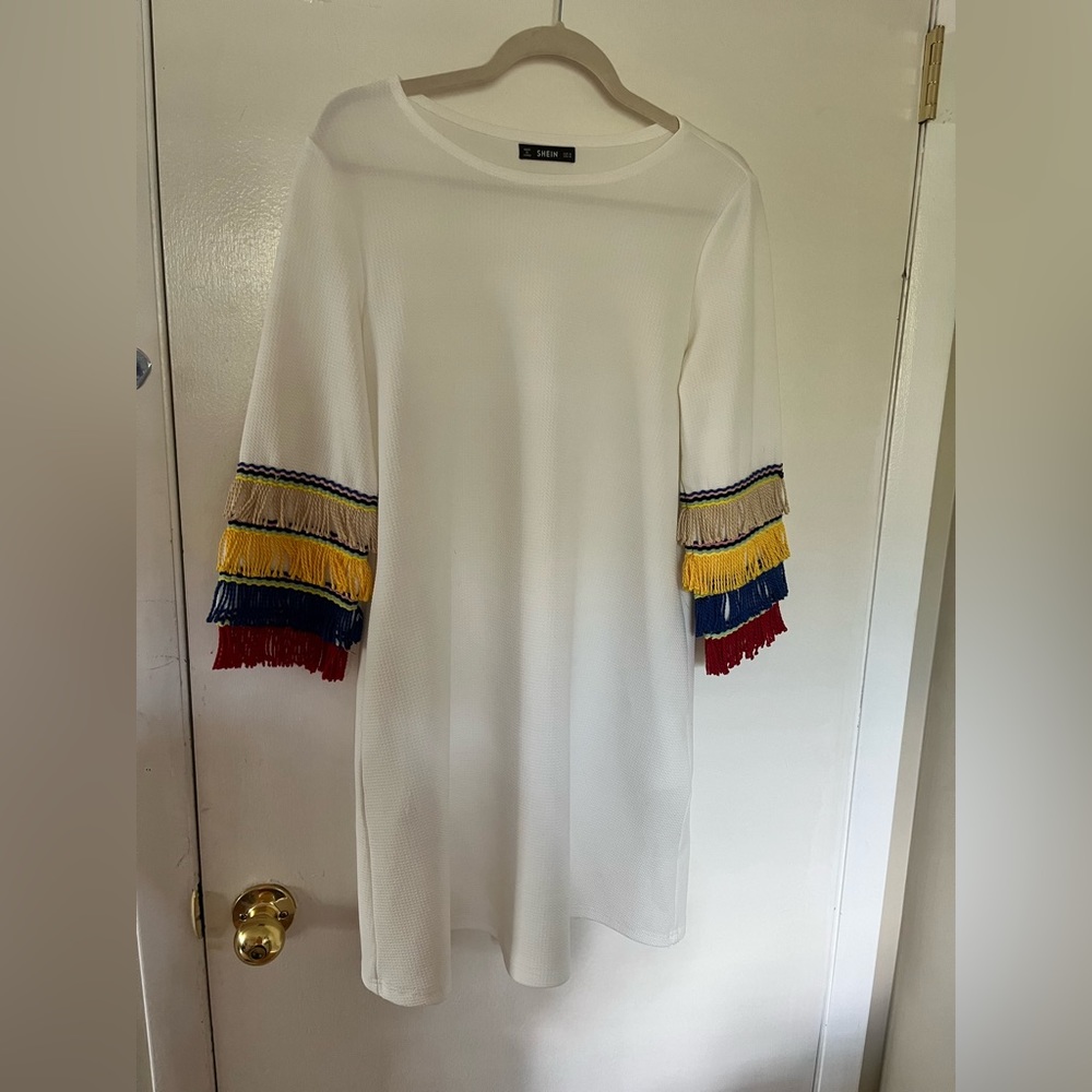 Shein Fun Summer Party Dress with Statement Fringe Sleeves
